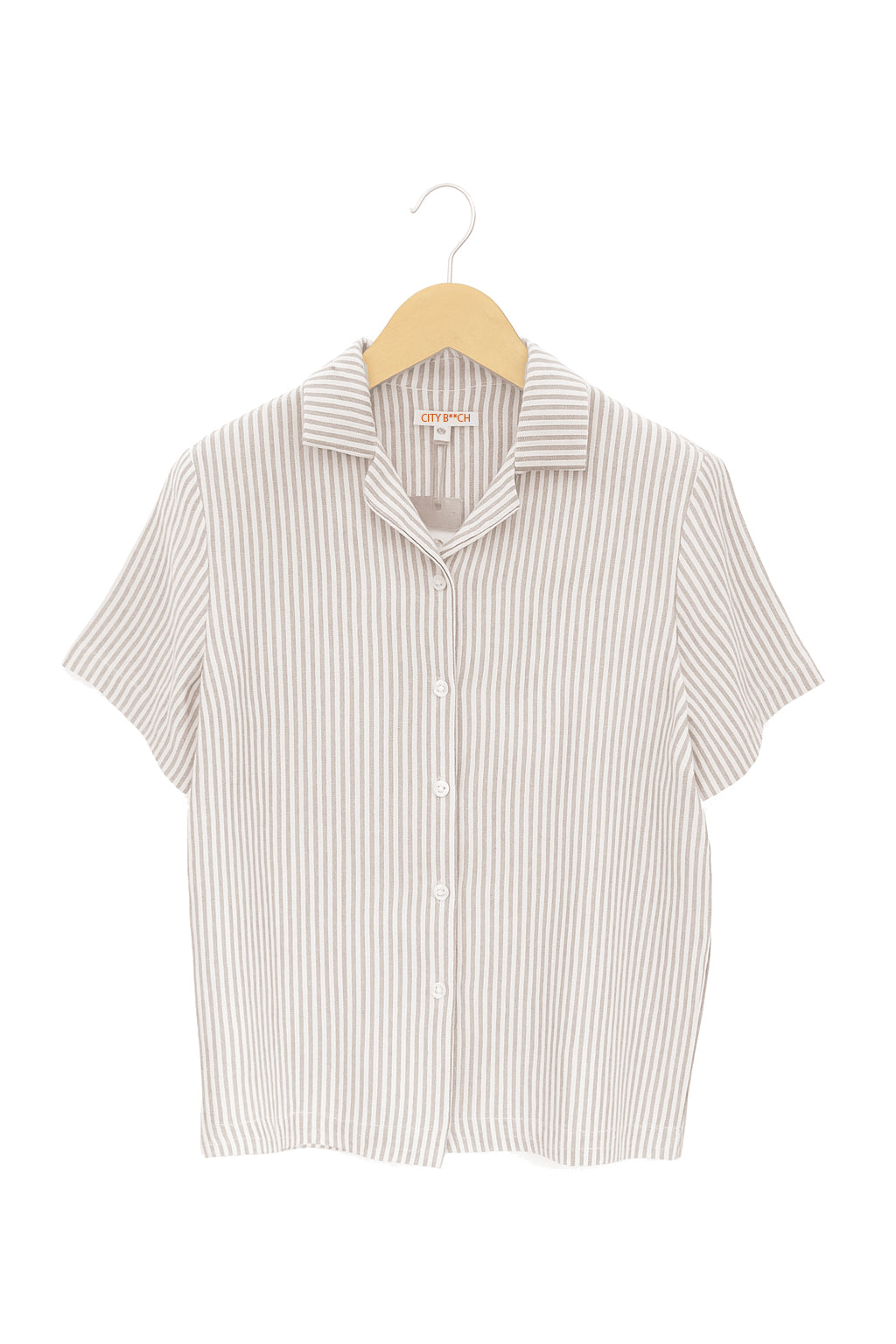 JOY SHIRT LINEN STRIPE BROWN