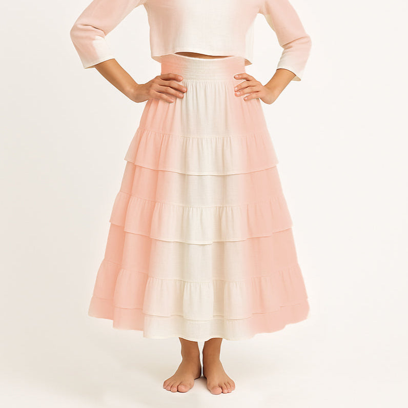 skirt tie die peach and white very good combination for every girls, woman