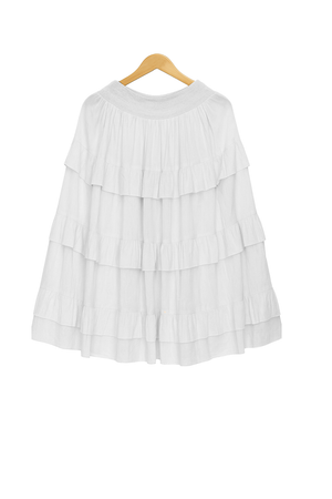 Shine Skirt White by CITY BCH — flowy three-tier cotton sari skirt with clean resort silhouette, handmade in Bali for modern island living