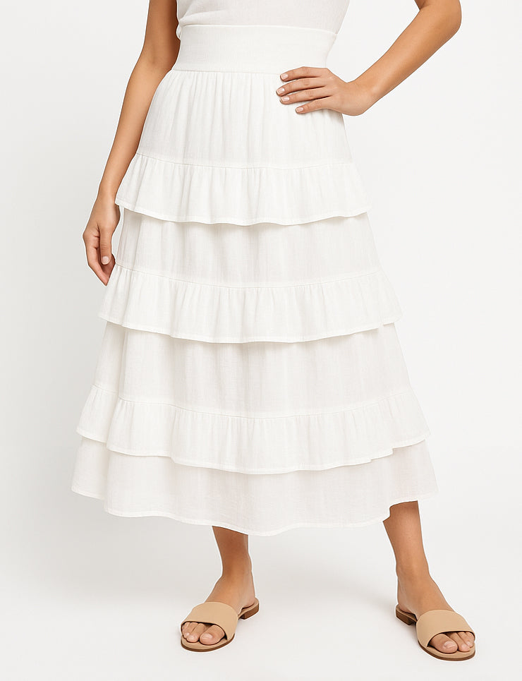 flowing goodand layered stich in good way, this 3 tierred layered skirt is excelent