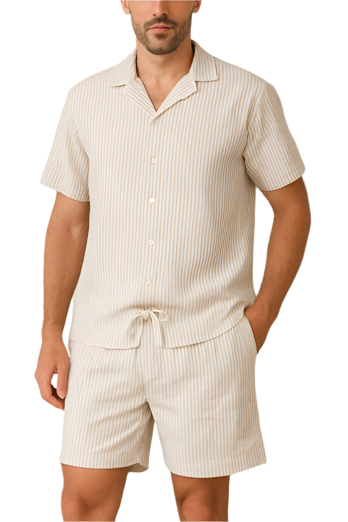 JOY SHIRT LINEN STRIPE BROWN