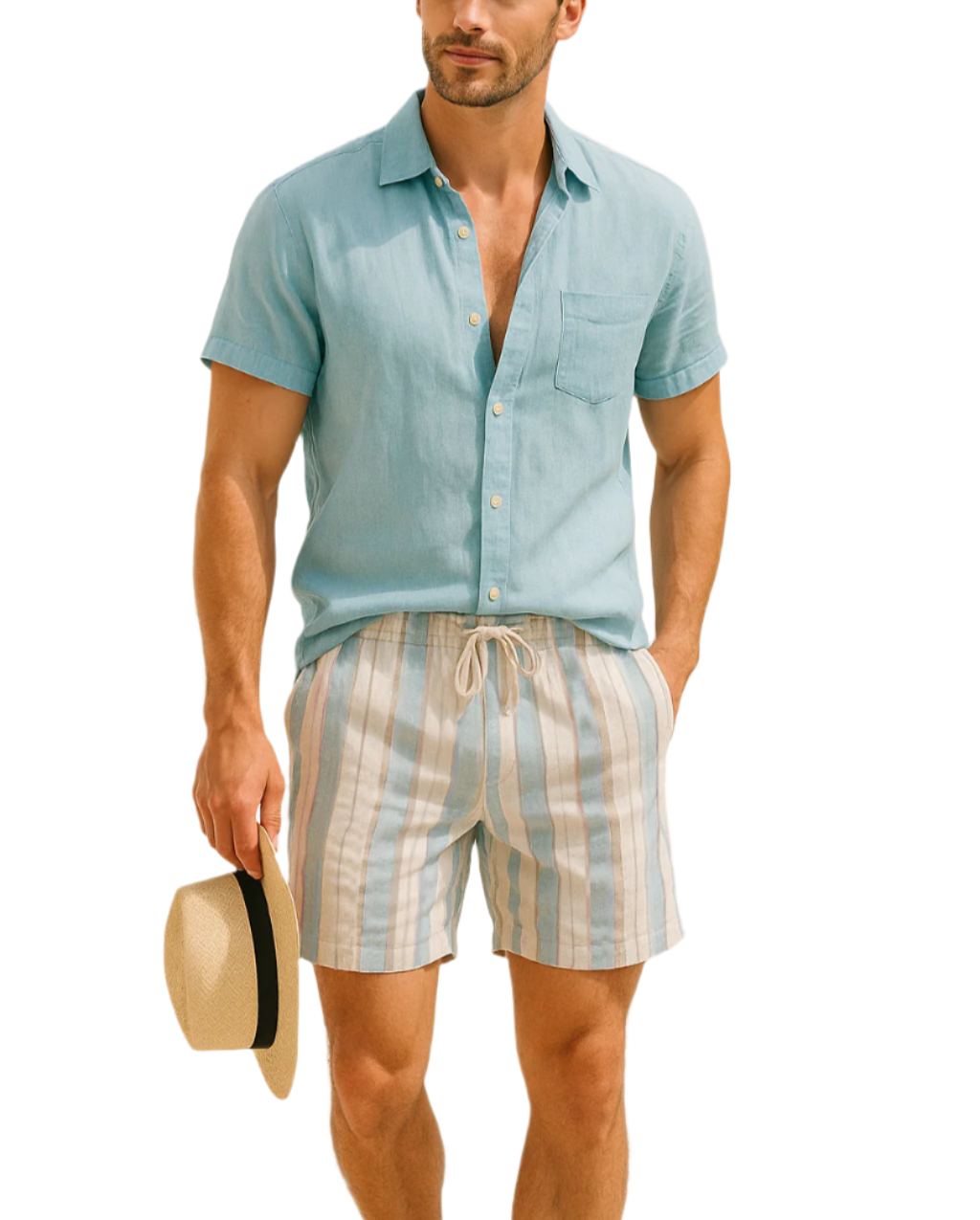 Julio Linen Stripe Blue And Taupe